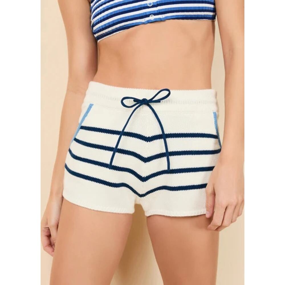 Solid & Striped Sz XS NWOT Louisa Short Maritime Navy Breton Stripe Knit Bottoms